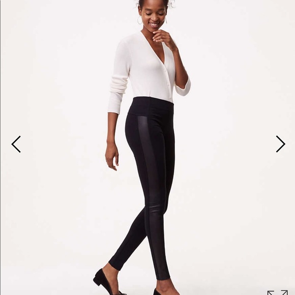 Loft Black With Faux Leather Leggings 